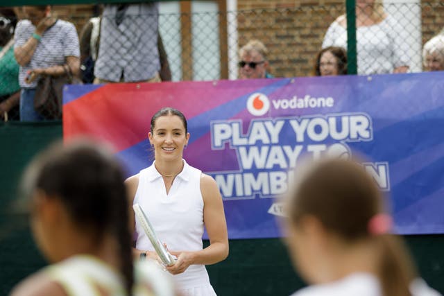 Laura Robson held a coaching clinic for Play Your Way To Wimbledon (Vodafone handout/PA)