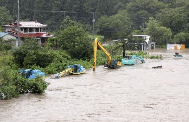 <p>File. Roads are flooded after storm Maria makes landfall in Iwate prefecture of Japan </p>