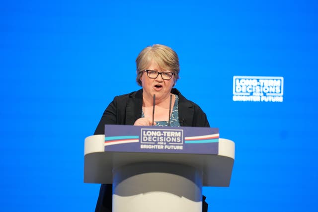 <p>Environment Secretary Therese Coffey delivers a speech during the Conservative Party annual conference (Danny Lawson/PA)</p>