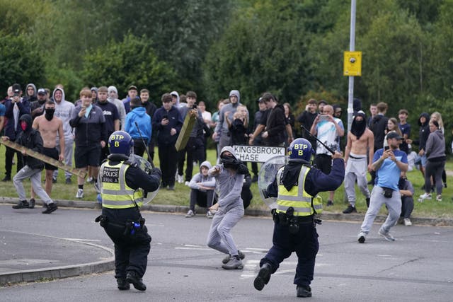 <p>Mr Tugendhat criticised Nigel Farage for not criticising the riots (Danny Lawson/PA)</p>