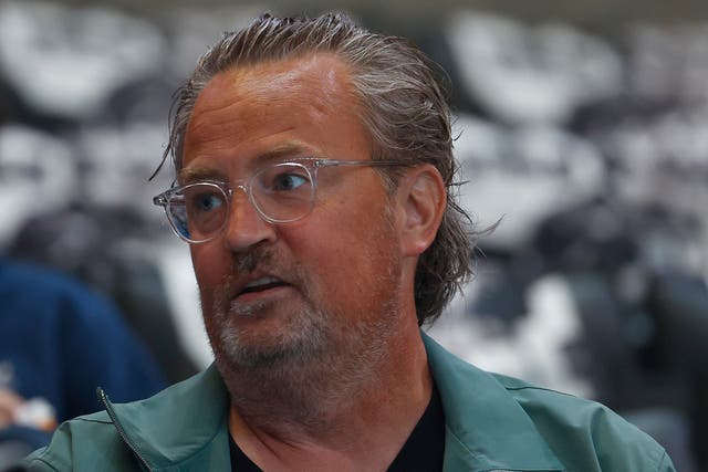 Matthew Perry attends a game between the Edmonton Oilers and the Los Angeles Kings during the first period in Game Six of the First Round of the 2023 Stanley Cup Playoffs at Crypto.com Arena on April 29, 2023 in Los Angeles, California