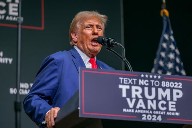 <p>Trump speaks on the economy in Asheville, North Carolina on August 14 </p>