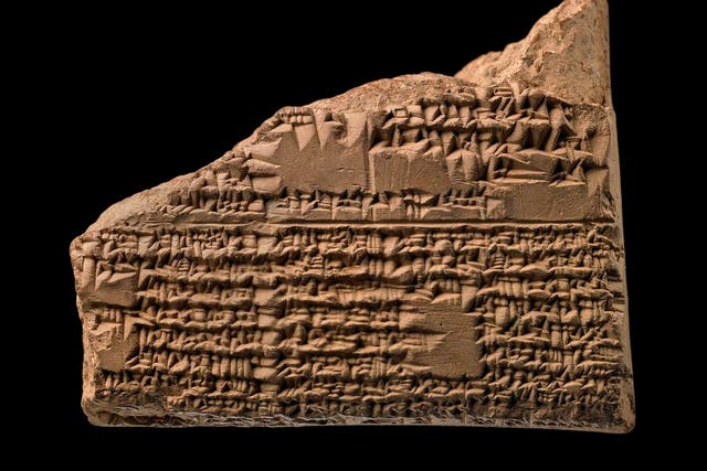 <p>Babylonian clay cuneiform tablet with a lunar eclipse table for 731-317 BC</p>