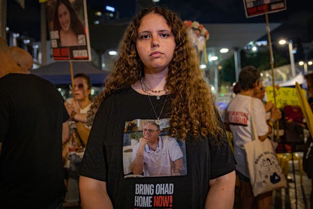 <p>Yulie Ben Ami, whose parents Ohad, 55  and mother Raz, 57 were kidnapped by Hamas</p>