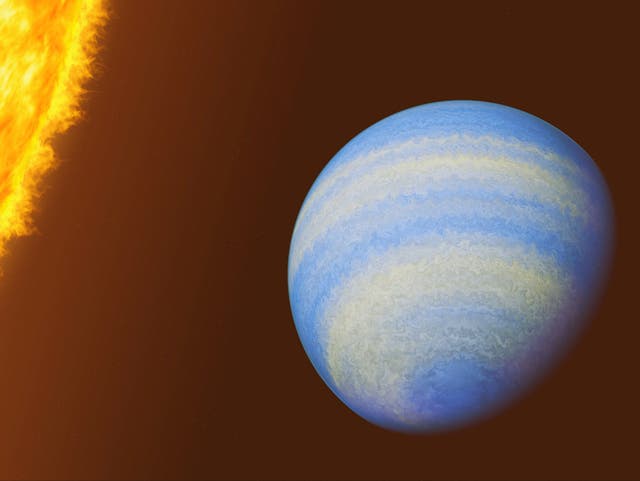 <p>An artist’s concept of the planet  HD 189733b, located 64 light-years from Earth</p>