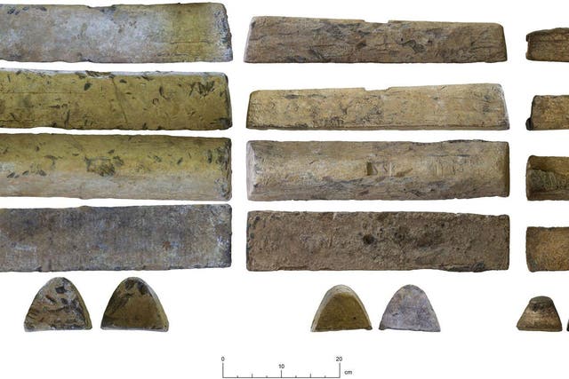 <p>Ingots showing importance of lead production and exportation in northern Cordoba</p>