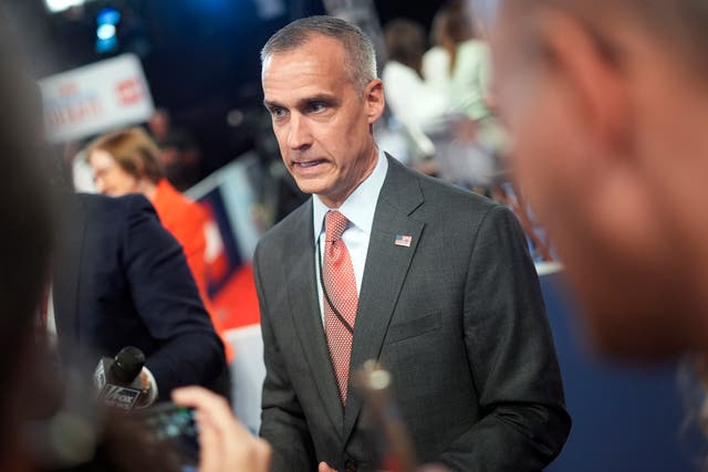 <p>Corey Lewandowski speaks with reporters in the spin room before the presidential debate between President Joe Biden and Republican presidential candidate President Donald Trump. He is now set to rejoin the Trump campaign, despite being fired from previous campaigns.  </p>