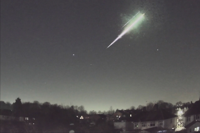 <p>The Winchcombe meteorite seen above the village of Winchcombe in Gloucestershire on 28 February, 2021</p>